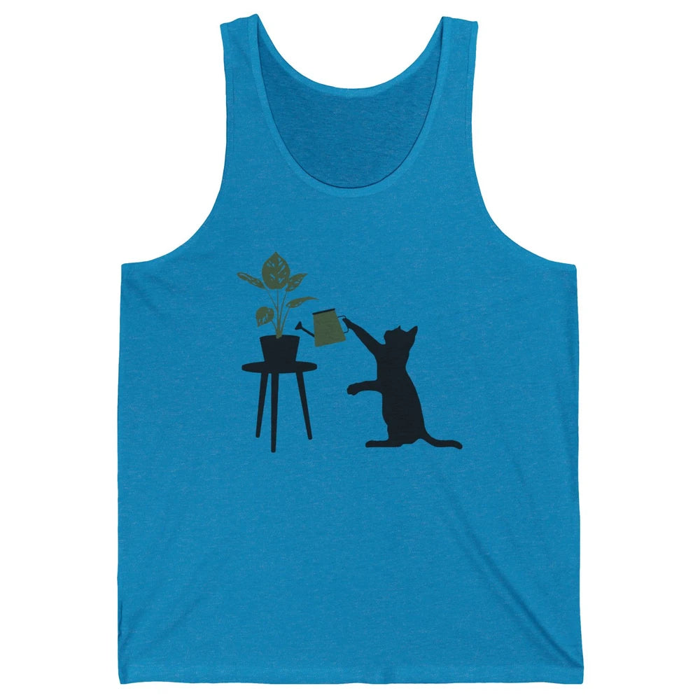 Black Cat Watering Plant Cat Gardening Planting Cat Lovers Unisex Jersey Tank