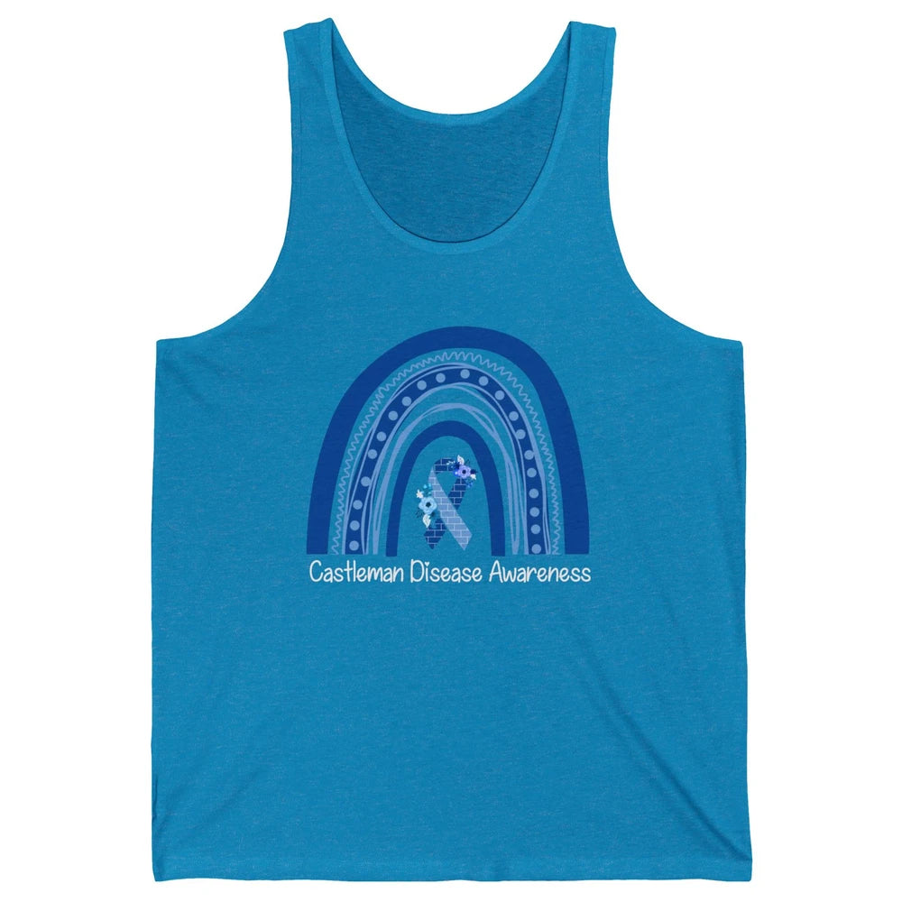 Castleman Disease Awareness Floral Blue Ribbon Rare Disease Unisex Jersey Tank