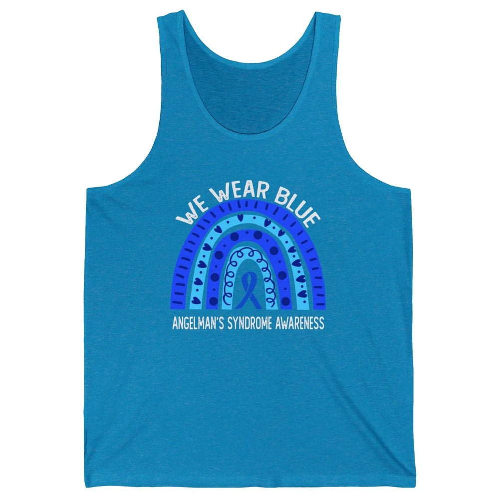 We Wear Blue For Angelman's Syndrome Blue Ribbon Rainbow Unisex Jersey Tank