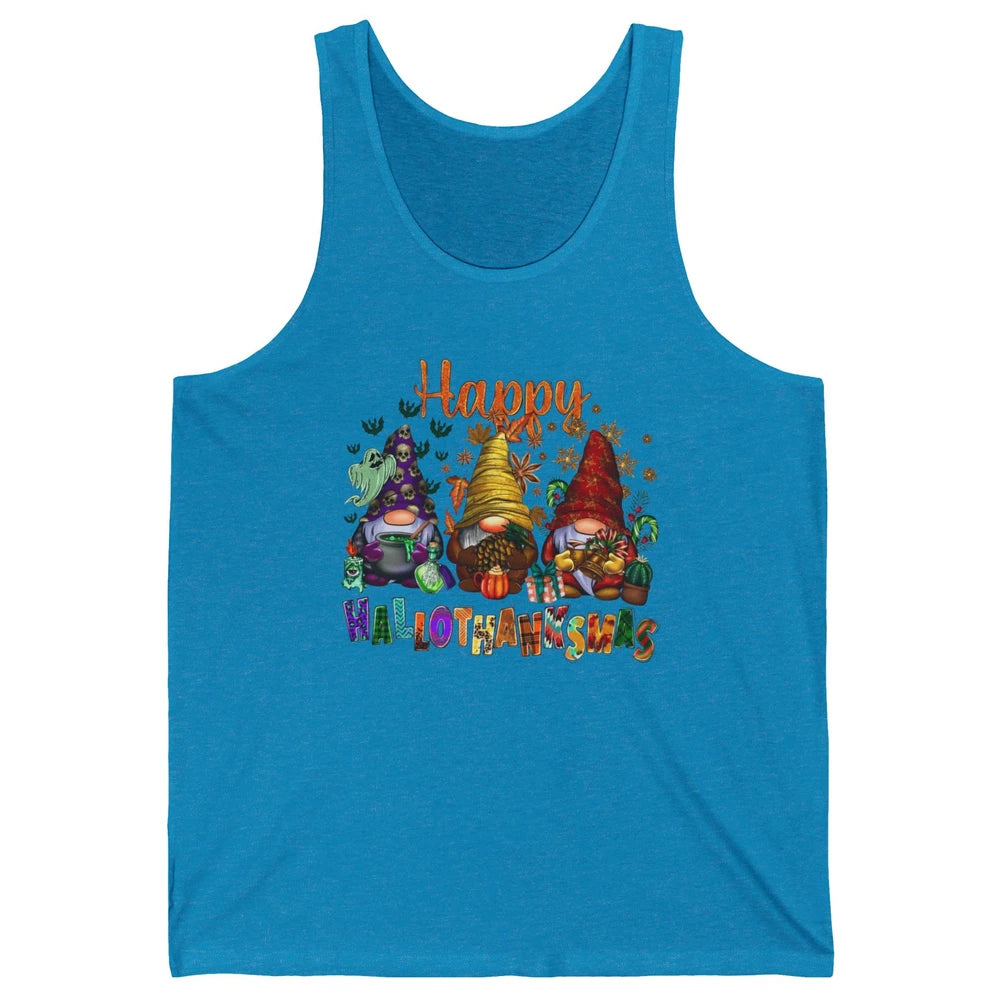 Funny Gnomes Happy Hallo-thank-mas Fall Pumpkin Thanksgiving Unisex Jersey Tank