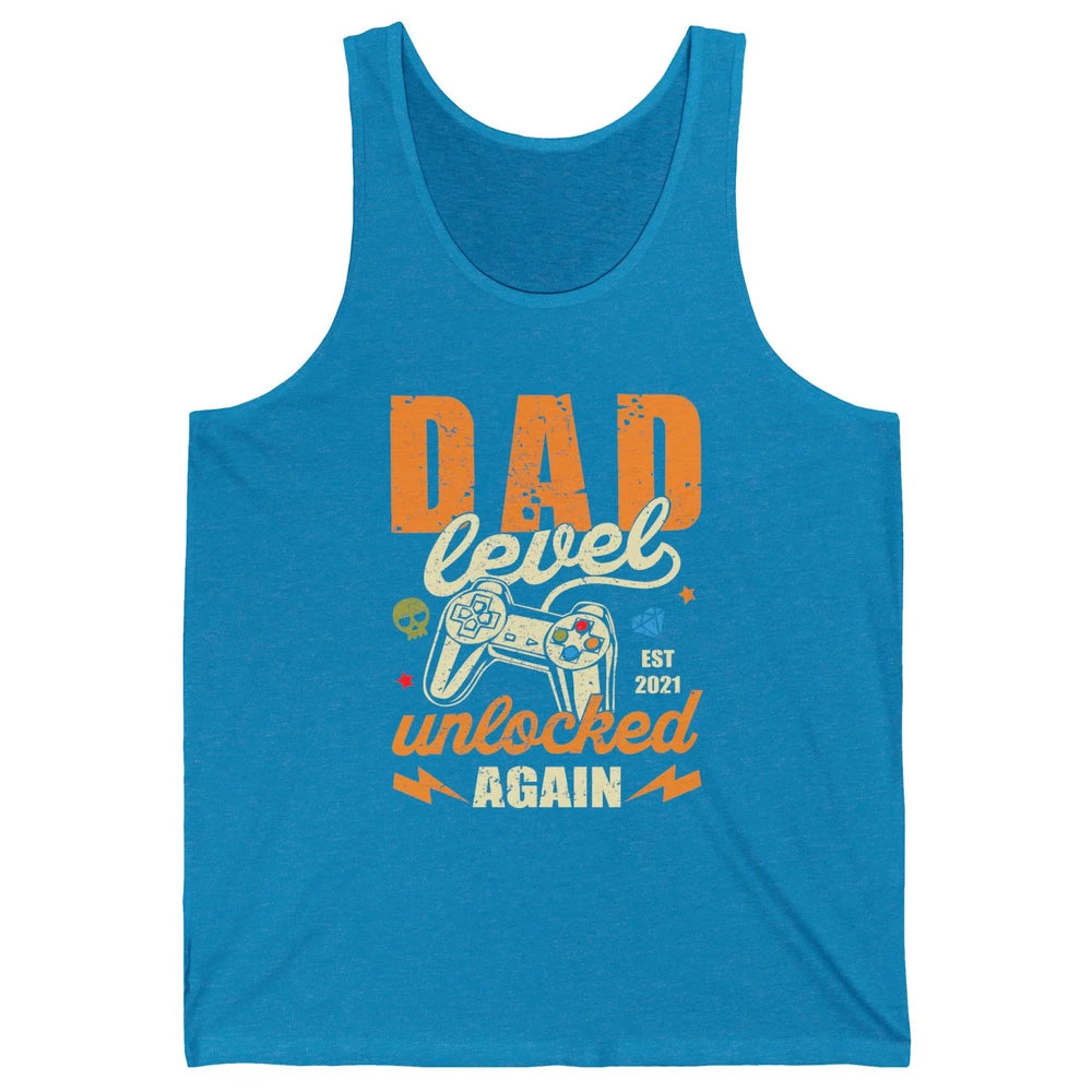 Vintage Dad Level Unlocked Again Est 2021 Game Lovers Gift Unisex Jersey Tank