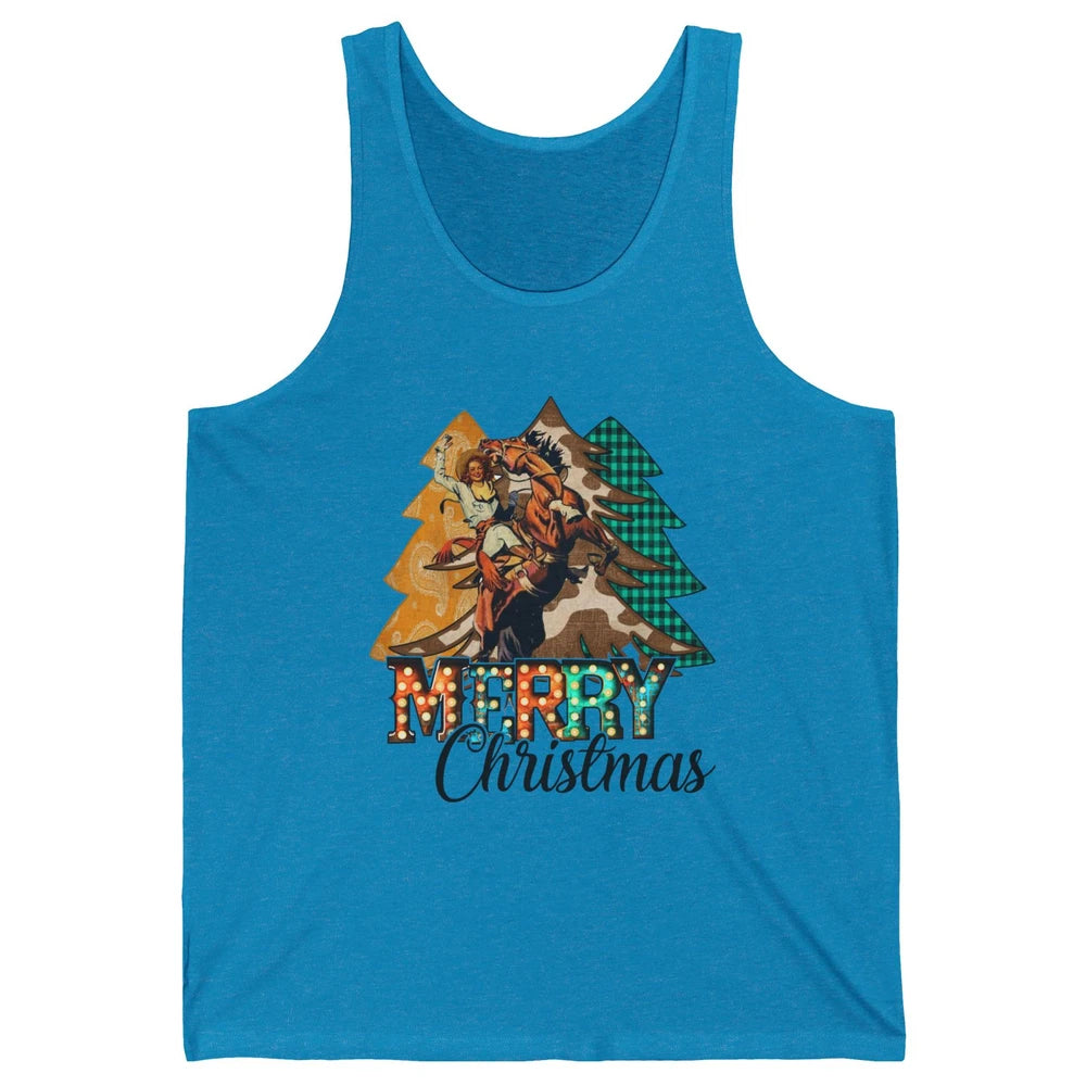 Rodeo Mom Cowgirl Christmas Tree Western Country Cowboy Gift Unisex Jersey Tank