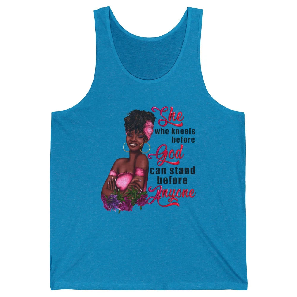 Black Girl She Who Kneels Before God Christian Afro Women Unisex Jersey Tank