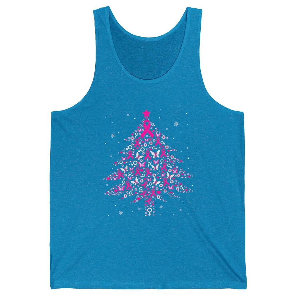 Breast Cancer Pink Ribbon Xmas Tree Breast Cancer Christmas Unisex Jersey Tank