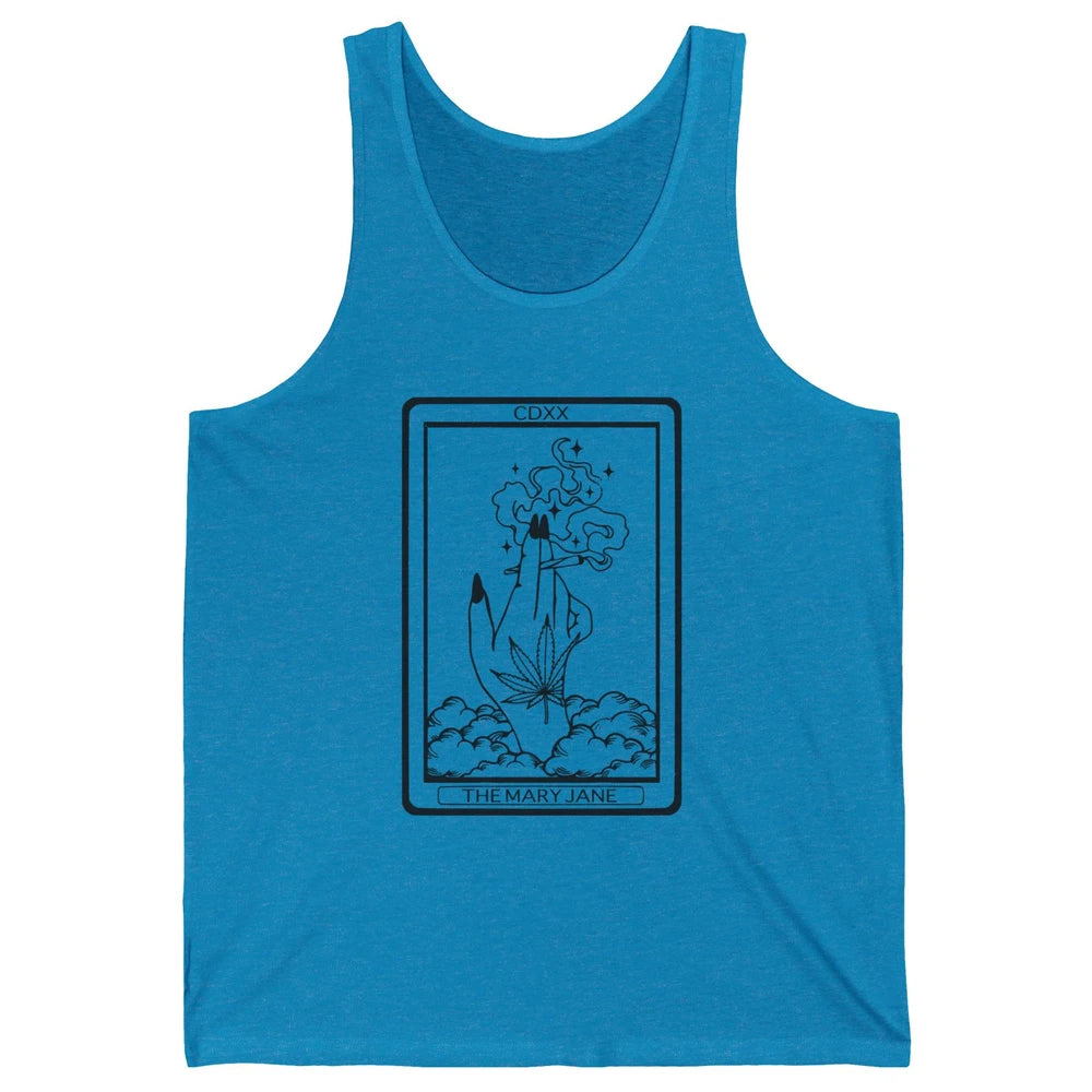 Vintage Weed Mary Jane Tarot Card Weed Smoker Smoking Lady Unisex Jersey Tank