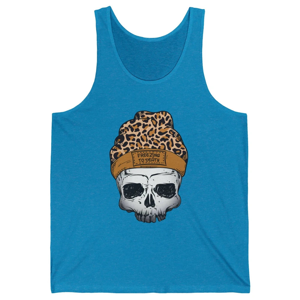 Leopard Skull Freezing To Death Snowflakes Christmas Winter Unisex Jersey Tank