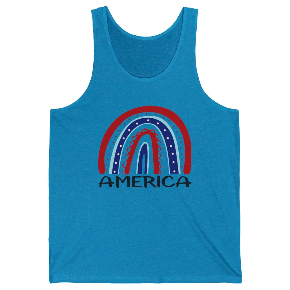 US Flag America Rainbow July 4th American Patriots Gift Unisex Jersey Tank