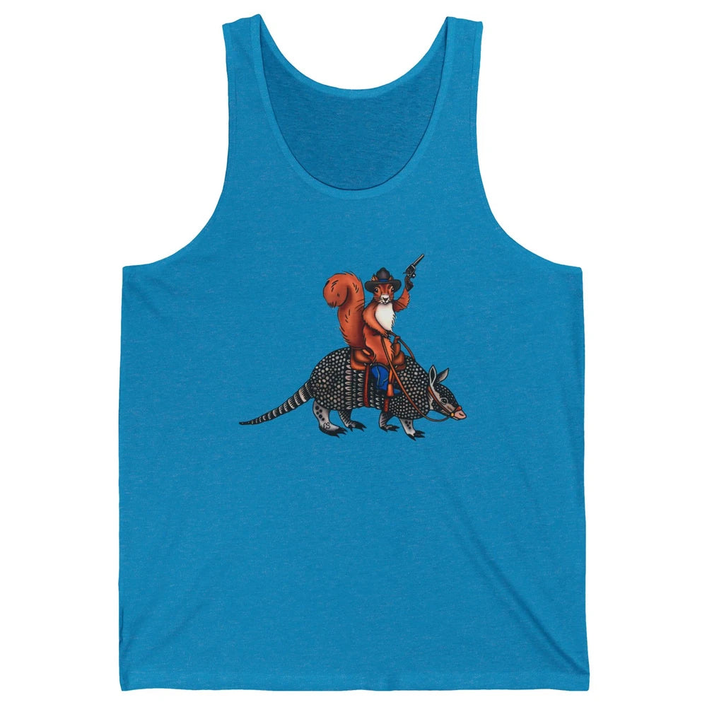 Retro Squirrel Cowboy Riding Armadillo Howdy Western Country Unisex Jersey Tank