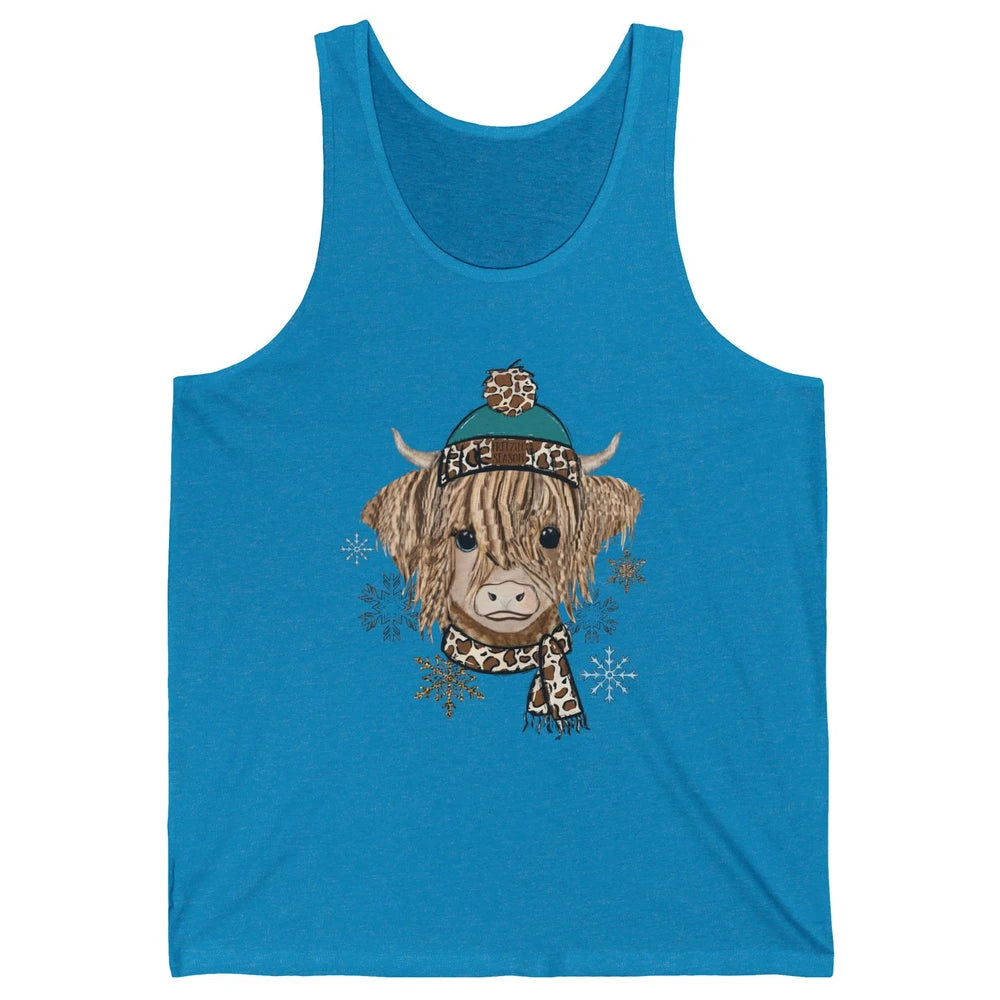 Baby Highland Cow I'm Freaking Freezing Christmas Winter Unisex Jersey Tank