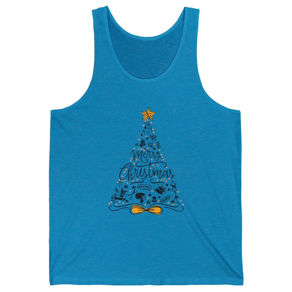 Funny Sewing Merry Christmas Tree Quilting Symbols Christmas Unisex Jersey Tank