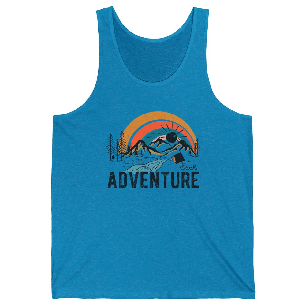 Vintage Mountain Sunrise Seek Adventure Camping Hiking Lover Unisex Jersey Tank