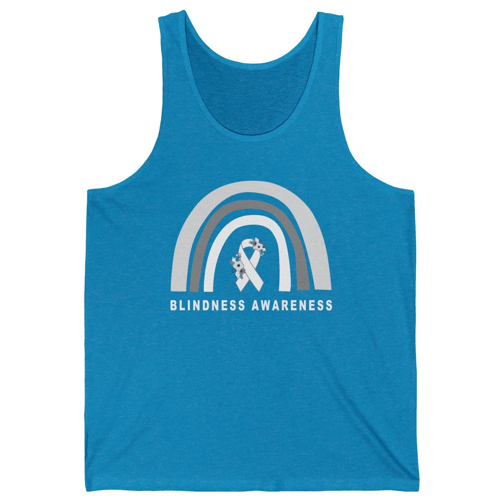 Blindness Awareness Floral White Gray Ribbon Blind Support Unisex Jersey Tank