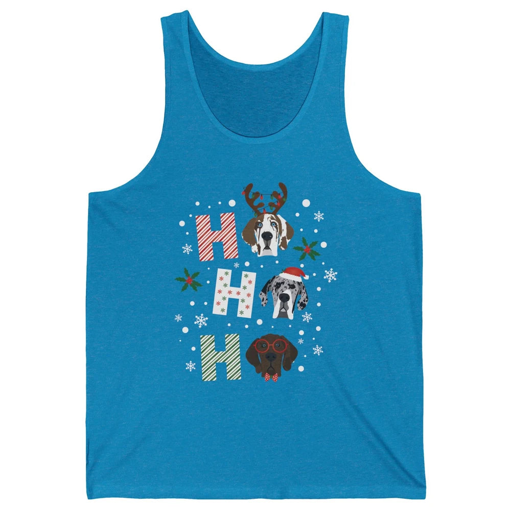 Merry Christmas Great Dane Dog Xmas Reindeer Santa Hat Ho Ho Unisex Jersey Tank