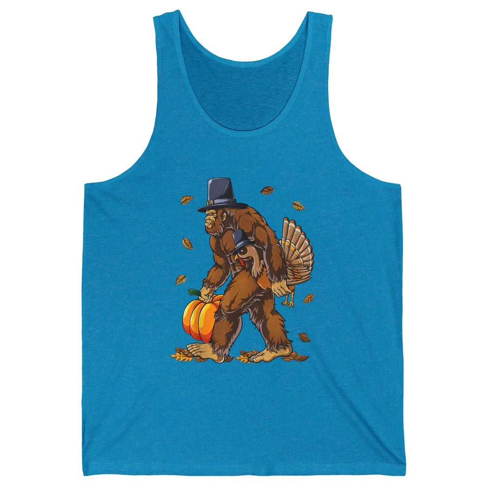 Bigfoot Pilgrim Hat Turkey Thanksgiving Funny Turkey Autumn Unisex Jersey Tank