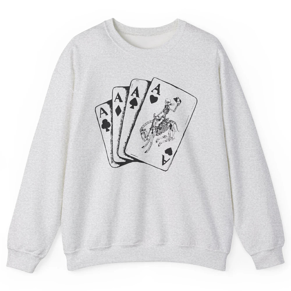 Skeleton Cowboy Horsing Playing Cards Western Cowboy Rodeo Unisex Crewneck Sweatshirt