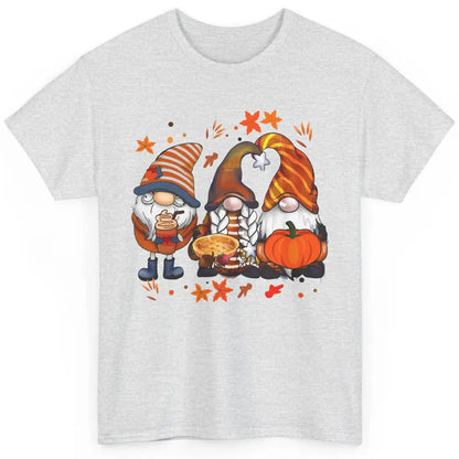 Retro Fall Gnomies Pumpkin Falling Leaves Thanksgiving Gnome Classic Unisex T-Shirt