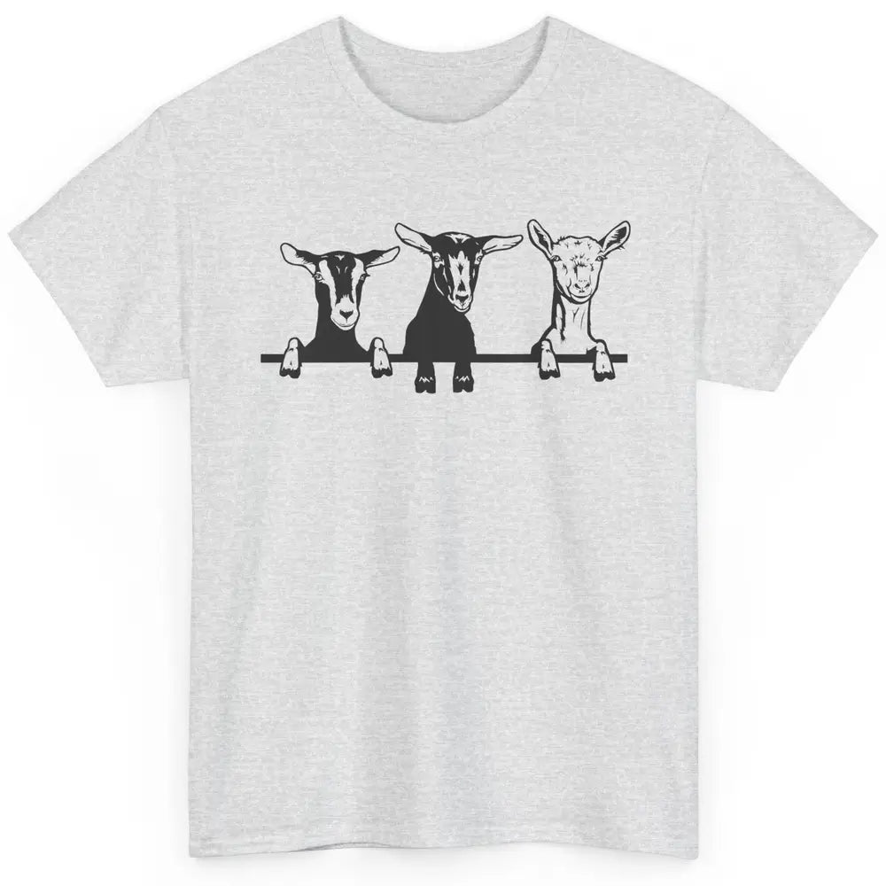 Cute Goats Farm Funny Face Farming Animal Mate Woman Men Classic Unisex T-Shirt