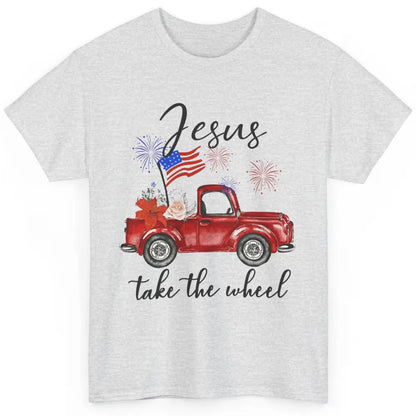 4th Of July Jesus Take The Wheel Red Truck Watercolor God Classic Unisex T-Shirt