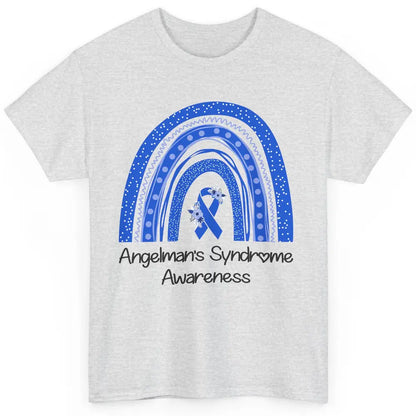 We Wear Blue Angelman's Syndrome Floral Blue Ribbon Rainbow Classic Unisex T-Shirt