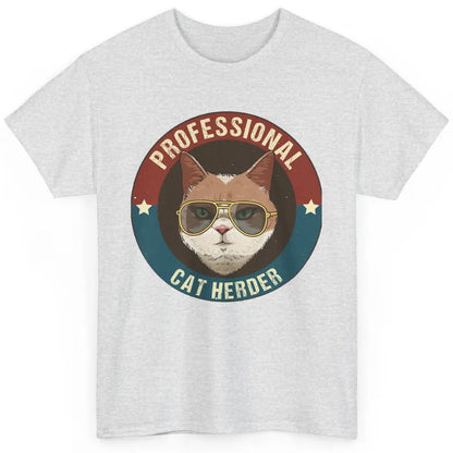 Vintage Cat Glasses Professional Cat Herder Cat Mom Cat Dad Classic Unisex T-Shirt