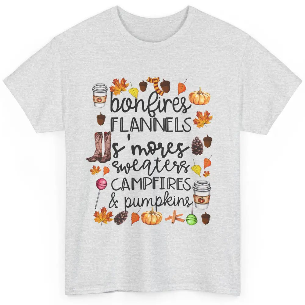 Fall Stuff Pumpkins Falling Leaves Campfire Halloween Autumn Classic Unisex T-Shirt