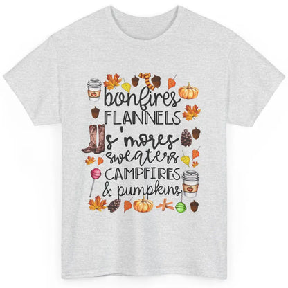 Fall Stuff Pumpkins Falling Leaves Campfire Halloween Autumn Classic Unisex T-Shirt