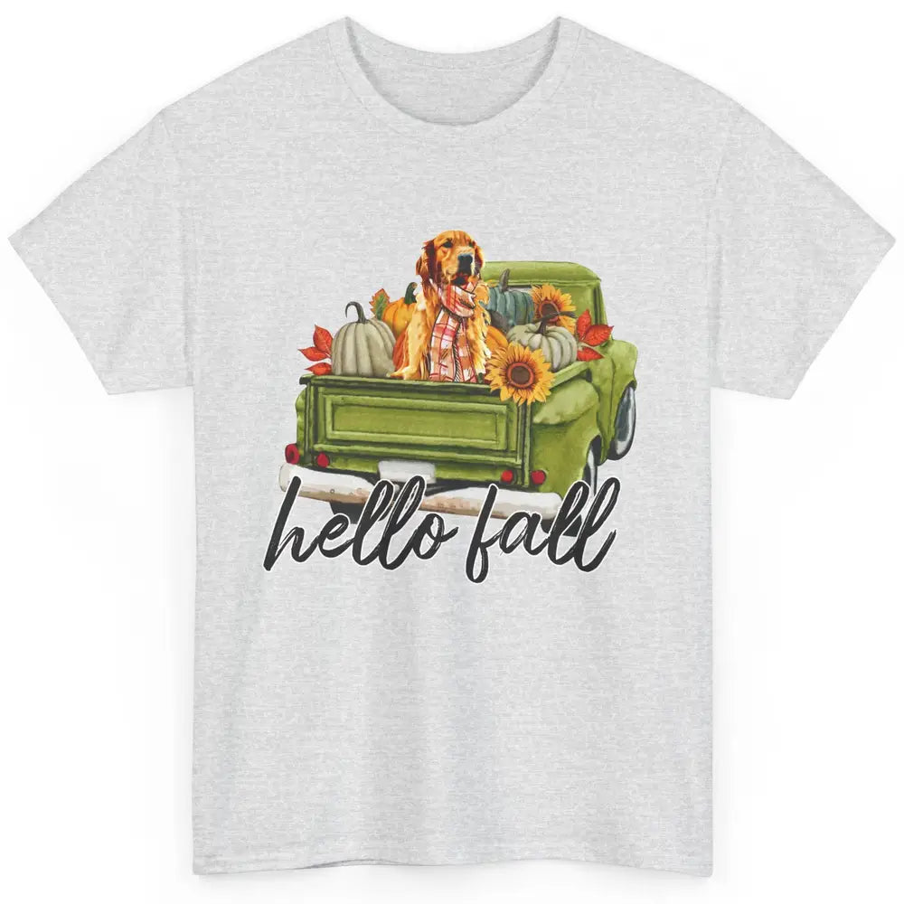 English Golden Retriever Pumpkin Truck Hello Fall Dog Mom Classic Unisex T-Shirt