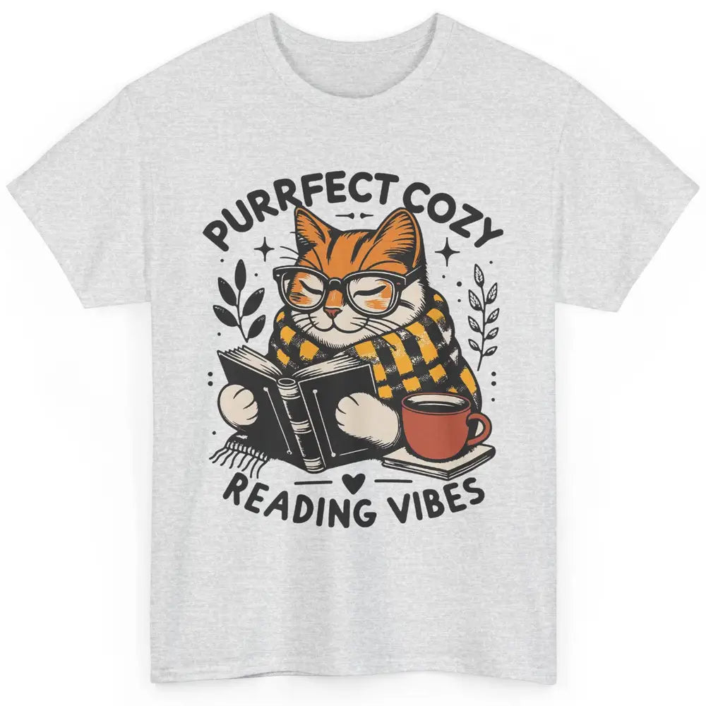 Funny Bookish Cat Purrfect Cozy Reading Vibes Winter Reading Classic Unisex T-Shirt