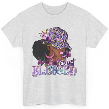 Floral Afro Black Girl Just Blessed Christian Afro American Classic Unisex T-Shirt