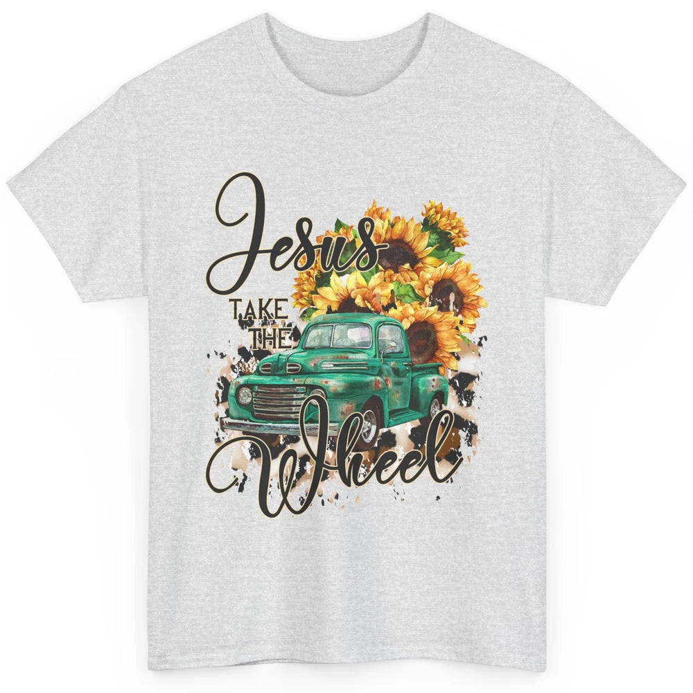 Sunflower Truck Jesus Take The Wheel Christian Gift Leopard Classic Unisex T-Shirt