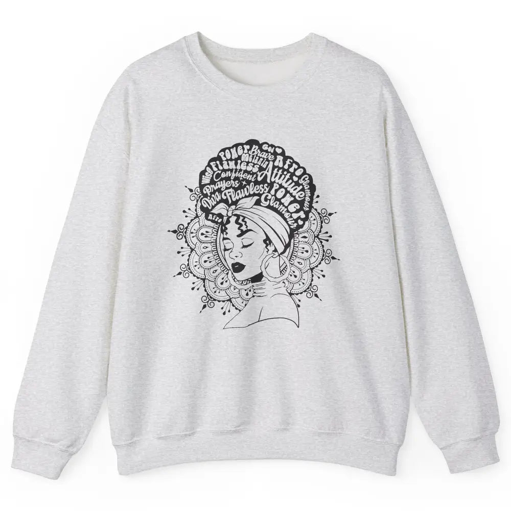 Afro Melanin Woman Turban Hair Quotes African American Woman Unisex Crewneck Sweatshirt