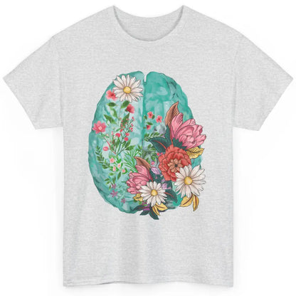 Wildflower Brain End The Stigma Floral Mental Health Matters Classic Unisex T-Shirt