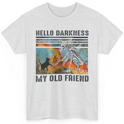 Black Cat And Skeleton Hello Darkness My Old Friend Cat Love Classic Unisex T-Shirt