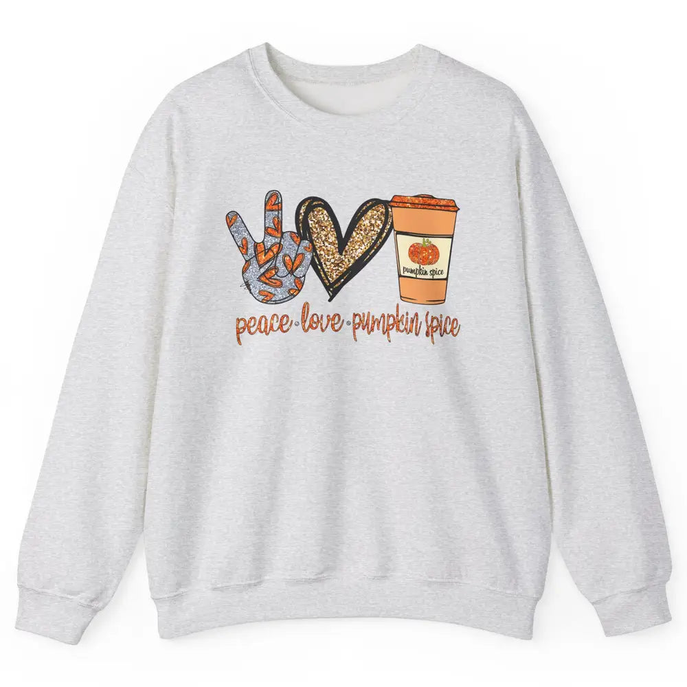 Peace Love Fall Pumpkin Spice Fall Halloween Thanksgiving Unisex Crewneck Sweatshirt