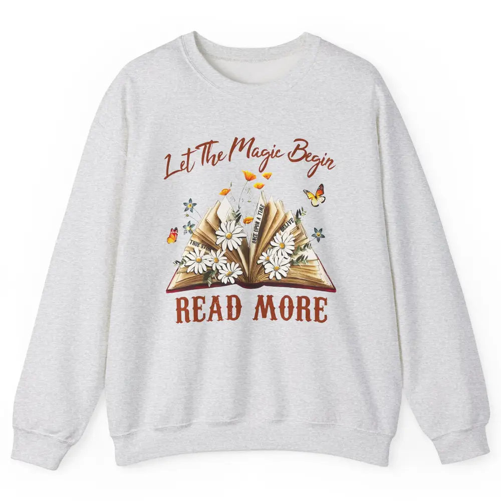 Aesthetic Read More Daisy Flowers Library Bookworm Butterfly Unisex Crewneck Sweatshirt