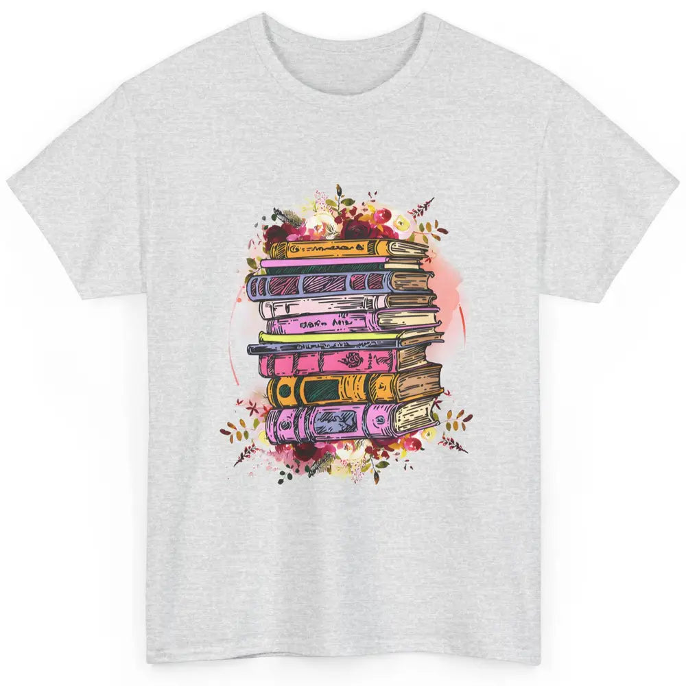 Book Wildflower Floral Aesthetic Librarian Bookworm Bookish Classic Unisex T-Shirt