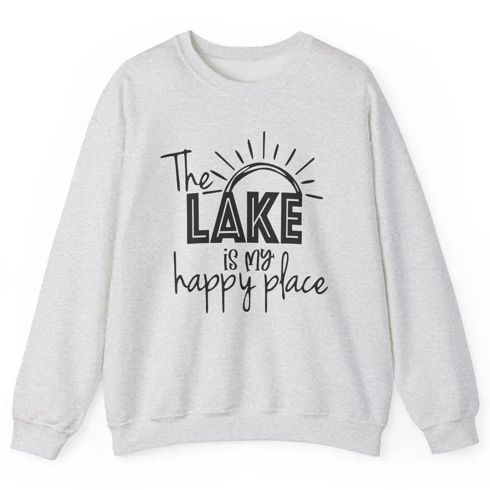 The Lake Is My Happy Place Summer Sunrays Lake Days Kayaking Unisex Crewneck Sweatshirt