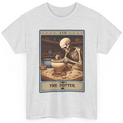 Retro Skeleton The Potter Tarot Card Halloween Pottery Lover Classic Unisex T-Shirt