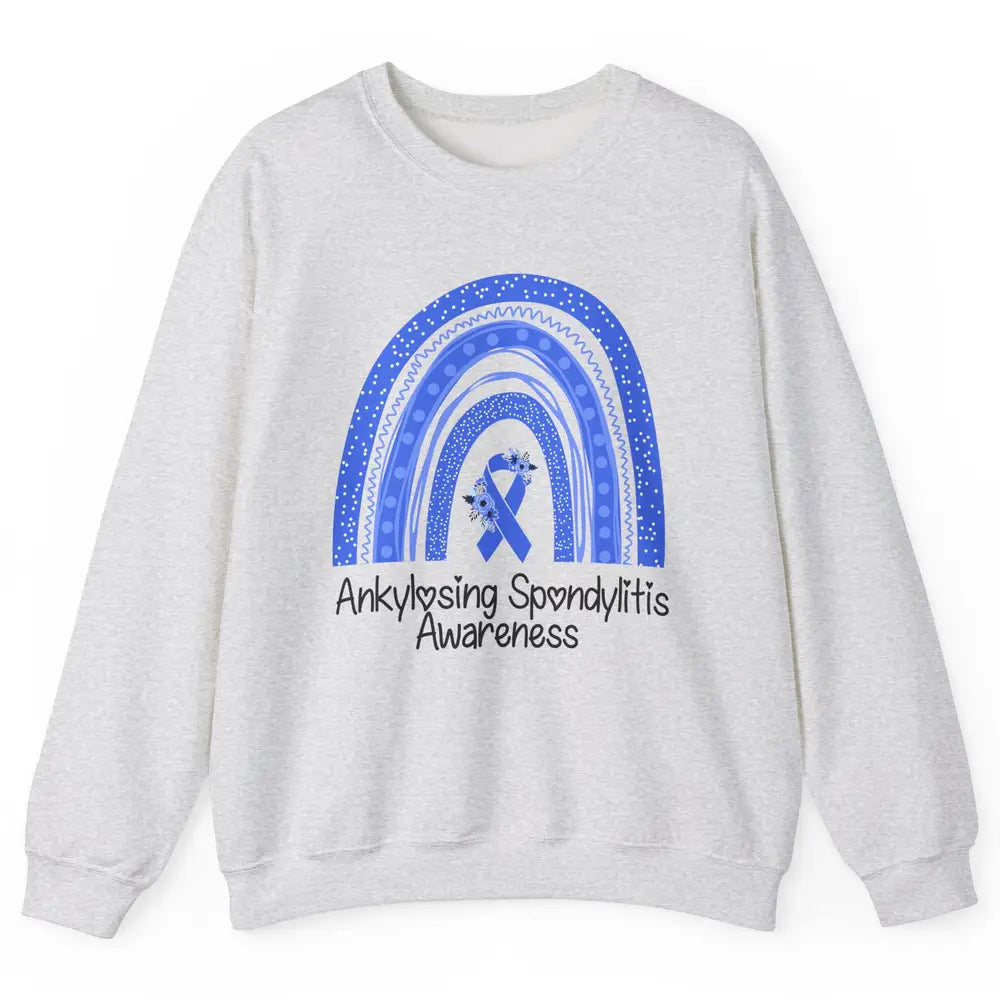 Ankylosing Spondylitis Awareness Support Floral Blue Rainbow Unisex Crewneck Sweatshirt