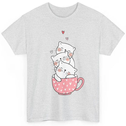 Funny Cats In Cup Cute Kitten Mom Vday Heart Valentines Day Classic Unisex T-Shirt