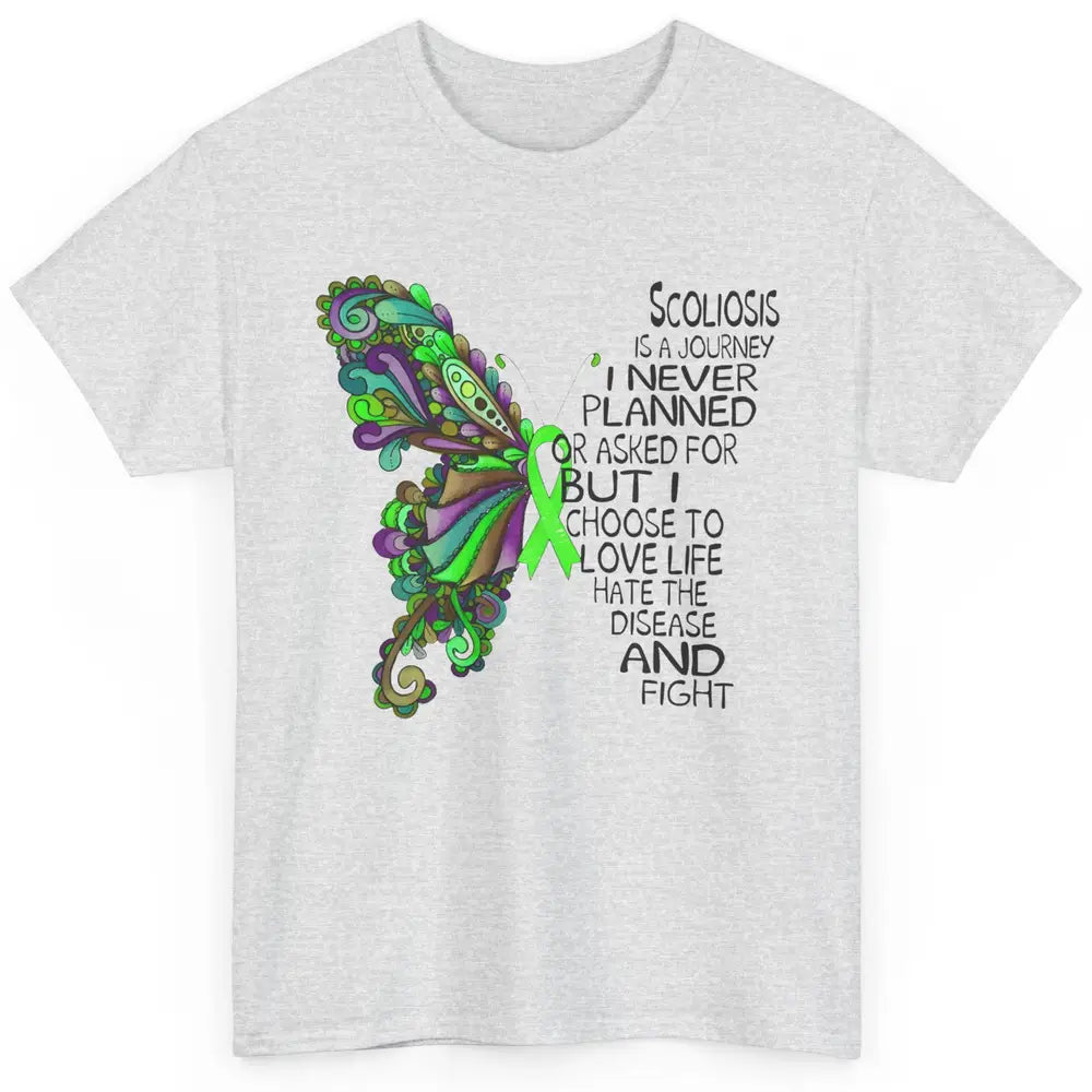 Scoliosis Is A Journey Scoliosis Awareness Butterfly Ribbon Classic Unisex T-Shirt