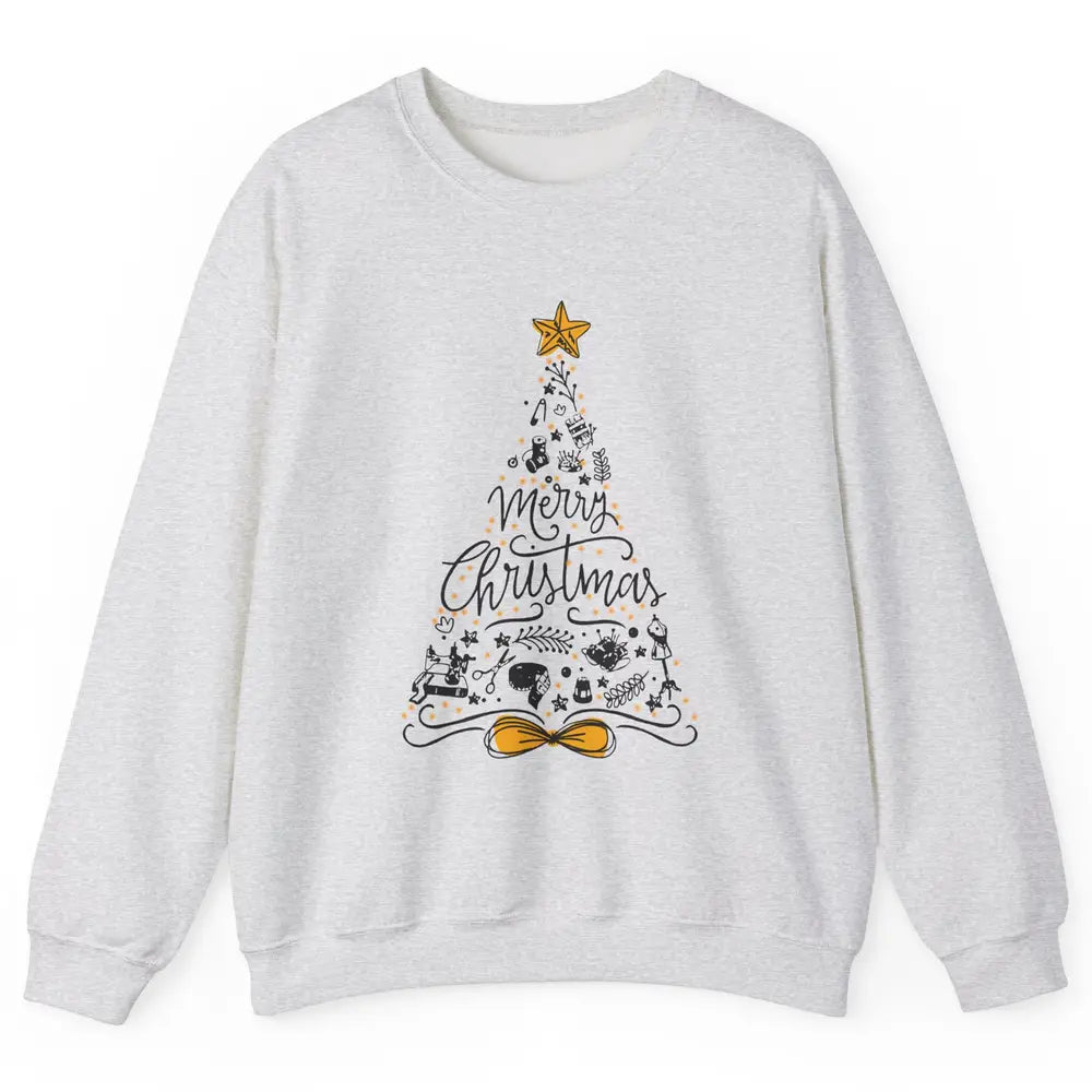 Funny Sewing Merry Christmas Tree Quilting Symbols Christmas Unisex Crewneck Sweatshirt