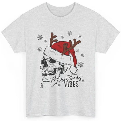 Christmas Vibes Skull With Santa Hat Christmas Skeleton Classic Unisex T-Shirt