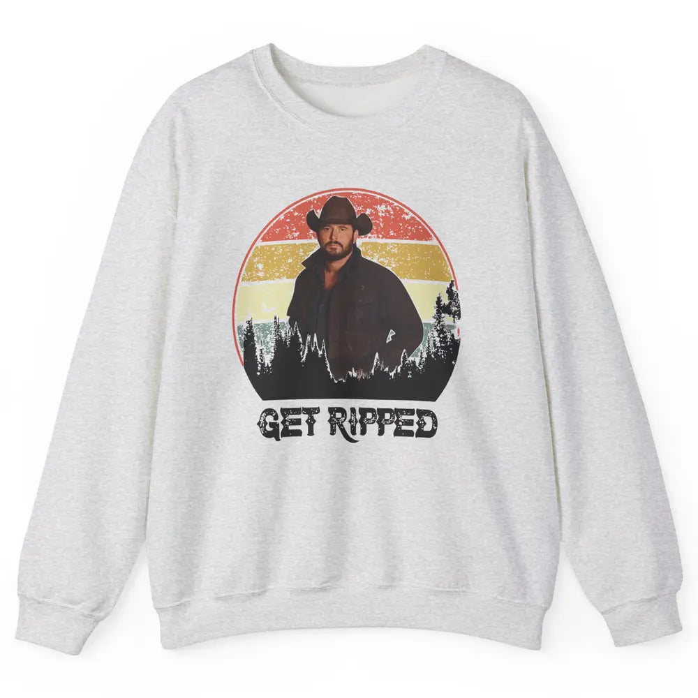 Vintage Cowboy Get Ripped Western Country Music Rodeo Dad Unisex Crewneck Sweatshirt