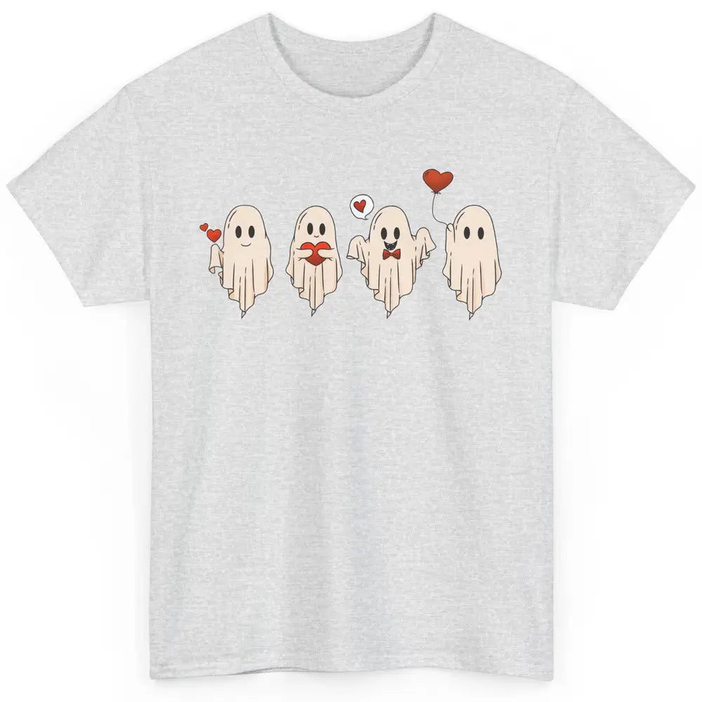 Cute Ghost Valentines Red Heart Spooky Valentine's Day Classic Unisex T-Shirt