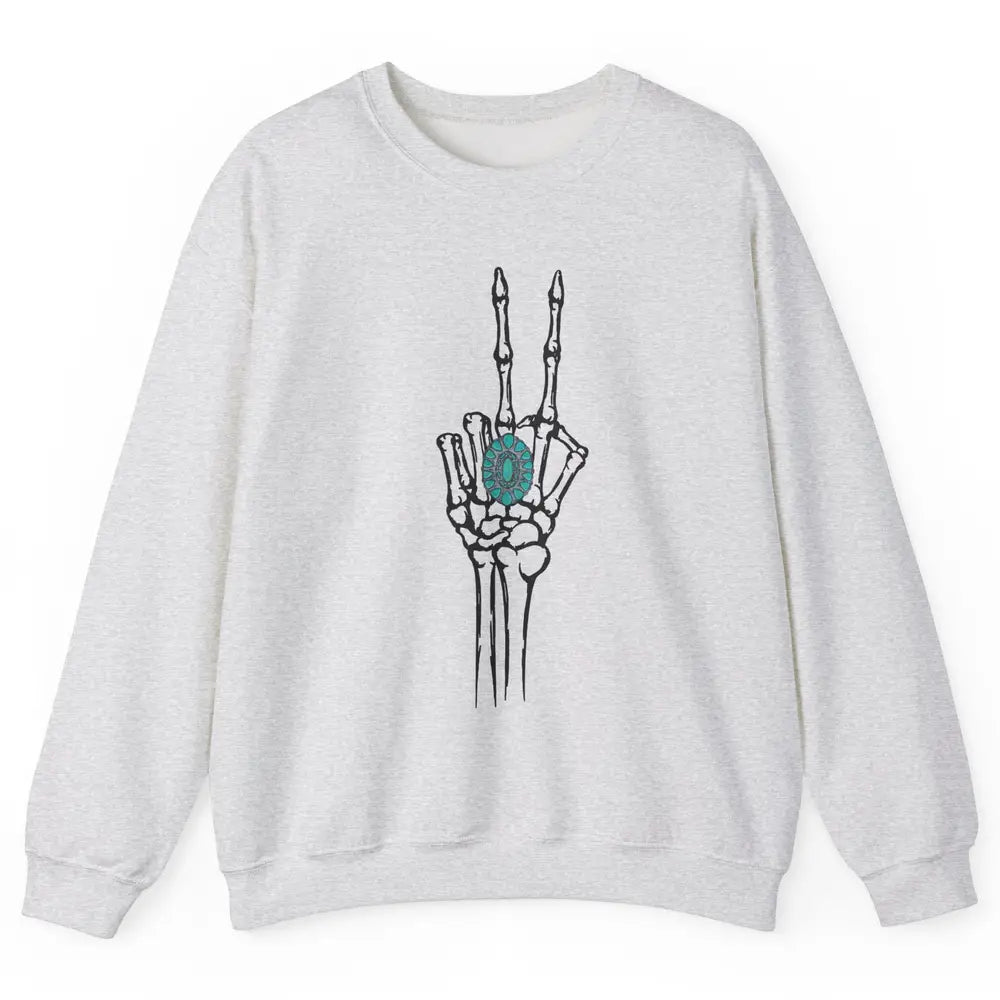 Retro Skeleton Turquoise Ring Western Future Bride Engaged Unisex Crewneck Sweatshirt