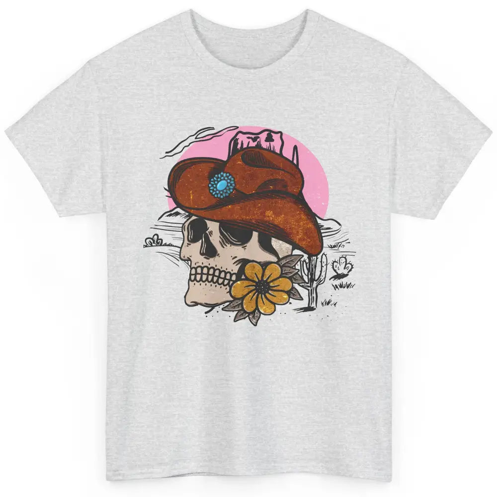 Skull Desert Cactus Cowboy Gemstone Hat Western Country Girl Classic Unisex T-Shirt