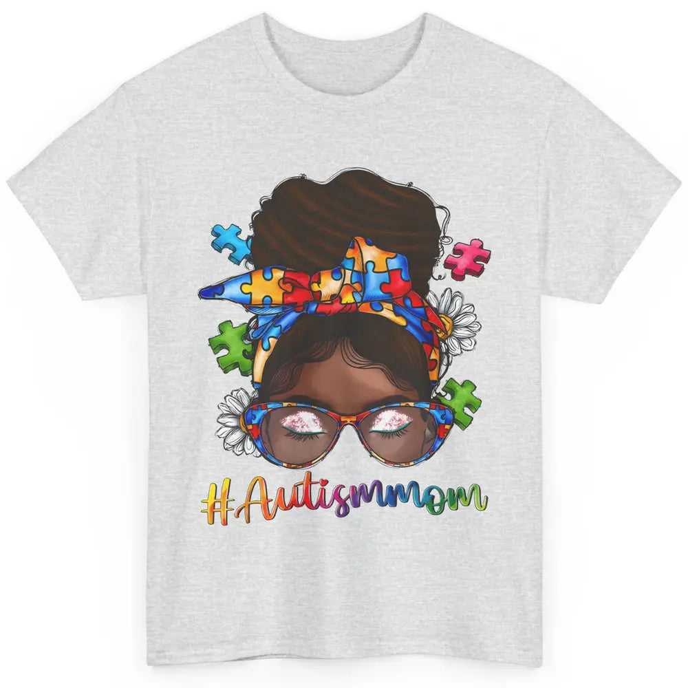 Autism Afro Mom Curly Hair American African Autism Awareness Classic Unisex T-Shirt