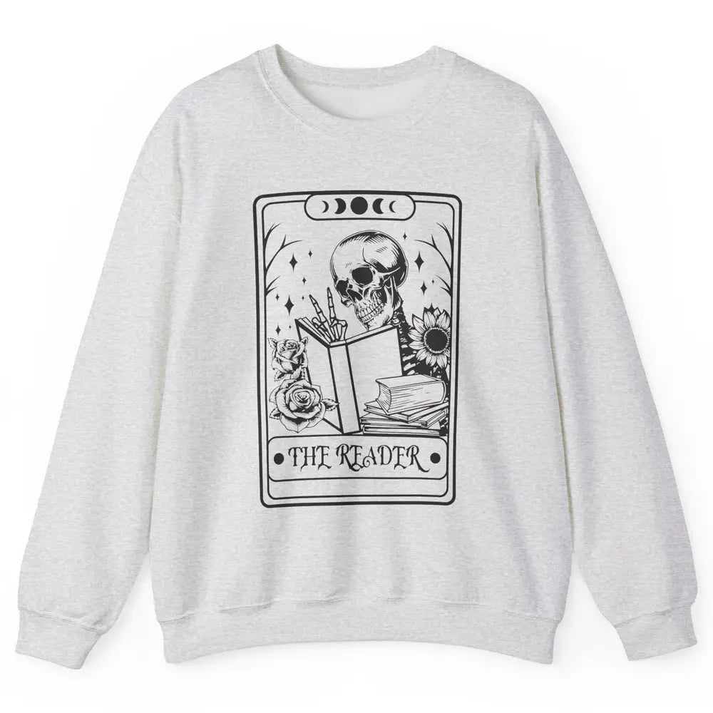 Retro Skeleton The Reader Tarot Card Halloween Romance Book Unisex Crewneck Sweatshirt