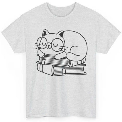 Cute Cat And Books Cute Reading Cat Lover Gift Librarian Classic Unisex T-Shirt